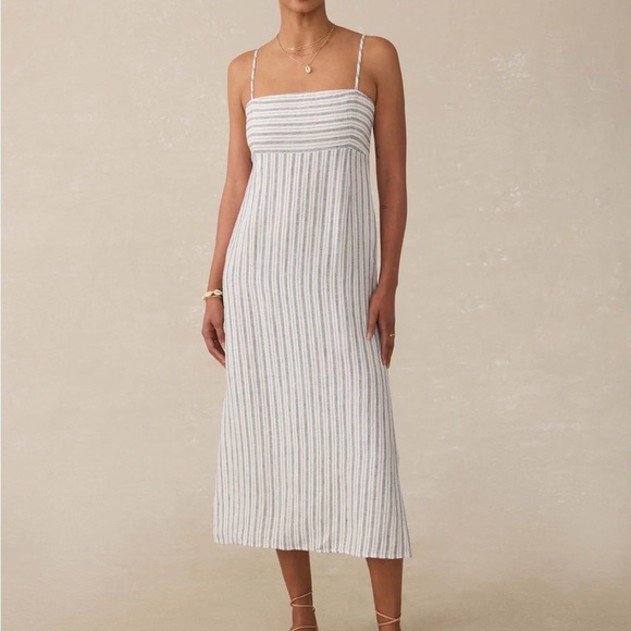 Faherty Dresses & Skirts - Faherty White and Gray Striped Midi Dress